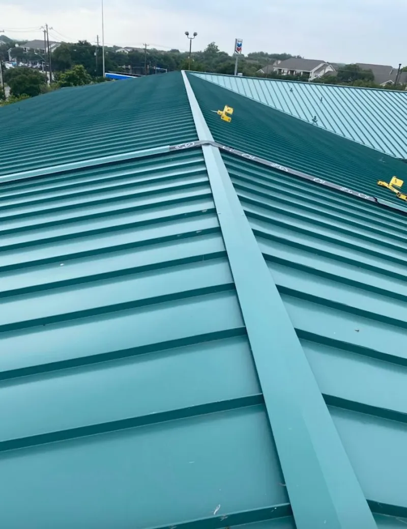Green commercial metal roof ridge and valley for Metal Roof Repair in Renton